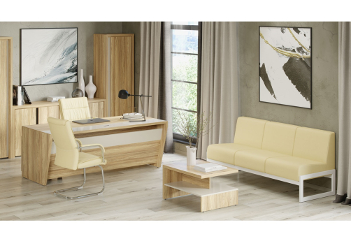 Купить офисную мебель Диван 2-местный, цвет черный + белый в Москве иМосковской области по цене 29092 руб